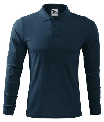Image de Malfini - Polo pour homme, manches longues PP9099 (XXL) (bleu marine foncé)
