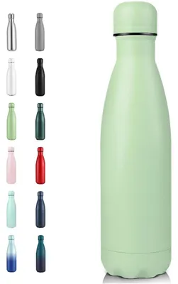 Zdjęcie produktu dla Butelka termiczna ze stali nierdzewnej, 500 ml, podwójne ścianki, izolacja próżniowa, wolna od BPA, zielona, zestaw 1 sztuka