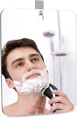 Image de Miroir de douche anti-buée de 28 cm avec crochet