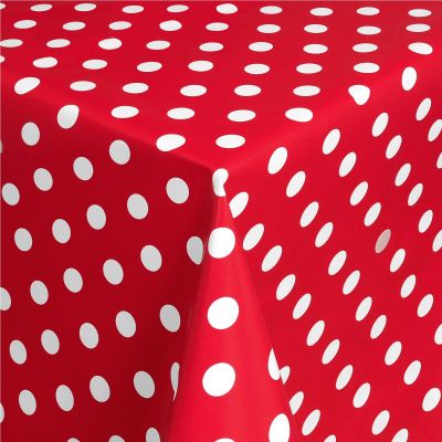 Moderno® Wachstuch Tischdecke Eckig 200x140cm Gartentischdecke abwaschbar Punkte Motiv in Rot