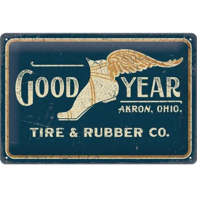 Obrázek produktu pro Nostalgic-Art - Plechový talíř 20 x 30 cm - Goodyear - Logo Goodyear Wing Foot 1901