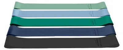 Image de Spokey - Bande de résistance « Artio », caoutchouc, fitness (lot de 5) PP8326 (taille unique) (bleu/rose/vert)