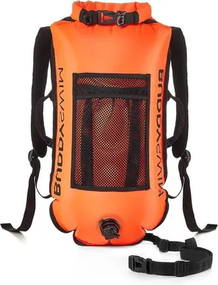 Produktbild von Famanu Schwimmboje Rucksack 28 L - Wasserdichte Innentasche - Abnehmbares Rückenkissen - Leicht und Faltbar - Robuster Sicherheitsdrybag