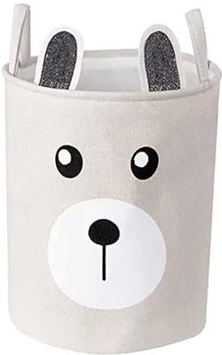 Produktbild von Unyqoos® Faltbarer Kinder-Aufbewahrungskorb 43 l, 33×33×40 cm – Canvas mit wasserdichter PE-Beschichtung, 250 g, mit Tragegriffen, Bärenmuster