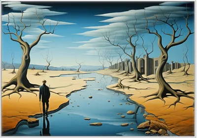 Produktbild von Wallario Wandbild Fluss der Zeit, Größe: 70,30 x 100,30 cm, Poster mit weißem Kunststoffrahmen