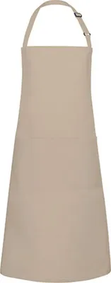 Produktbild von Karlowsky Latzschürze BASIC mit Schnalle und Tasche 75 x 90 cm unisex Polyester/Baumwollmix Sand