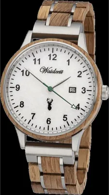 Produktbild von Waidzeit Herrenarmbanduhr SK02 Grüner Panther mit Holzband