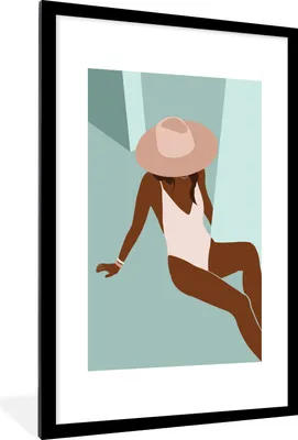 Produktbild von MuchoWow® Gerahmtes Poster Sommer - Frauen - Badeanzug 60x90 cm - Poster mit Schwarzem Bilderrahmen Wandposter Rahmen Foto Bilder - Dekoration - Wandposter Wohnzimmer - Hochwertig