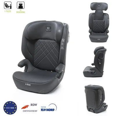 Produktbild von 4Baby | Kindersitz - Kindersitz ab 3 jahren, i-Size, 15-36kg, 105-150 cm, verstellbare Kopfstütze, Montage vorwärts - Grau - Nero
