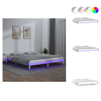 Obrázek produktu pro vidaXL Postel z masivu s LED diodami bílá 120x190 cm - Postele a rámy postelí