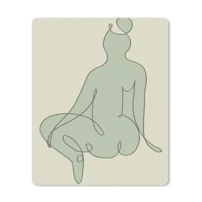 Produktbild von MuchoWow® Mauspad Mousepad Frau - Grün - Linienkunst - Abstrakt 30x40 cm - Mousepads - Maus Mat - Pad - Mausunterlage - Mausmatten
