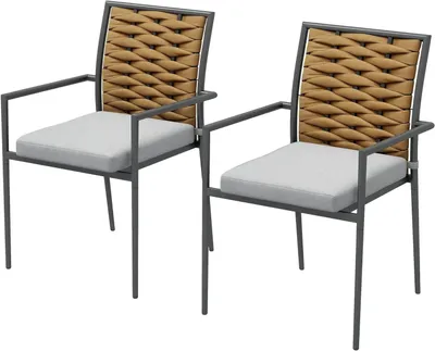 Imagen del producto de Juego de sillas de ratán para balcón o terraza, apilables, con cómodos cojines
