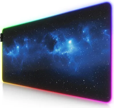 Produktbild von Titanwolf Gaming Mauspad RGB, Mousepad 900 x 400 x 3 mm, Multi Color LED XXL Tischunterlage, rutschfest, abwaschbar, Geschwindigkeit & Präzision, Stars Design 1