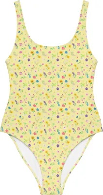 Produktbild von Mr. & Mrs. Panda Shape-Badeanzug Bunte Blumenwiese Größe M - Gelb - Geschenk, Schwimmanzug, Beachwear, Swimsuit, Badebekleidung, Flower Power, Bademode, Wildblumen Muster