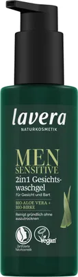 Productafbeelding van LAVERA MEN SENSITIV gezichts- en baardwasgel met biologische aloë en biologische berk