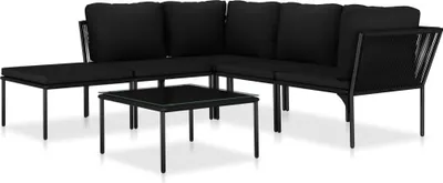 Obrázek produktu pro vidaXL 6dílná zahradní lehátková souprava s polštáři černá PVC