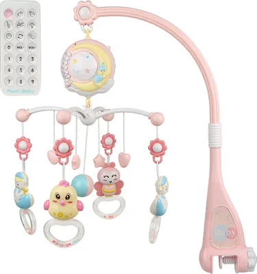 Produktbild von WYCTIN Baby Mobile für Kinderbett Krippe mit Licht und Musik,Projektor und Fernbedienung Rosa