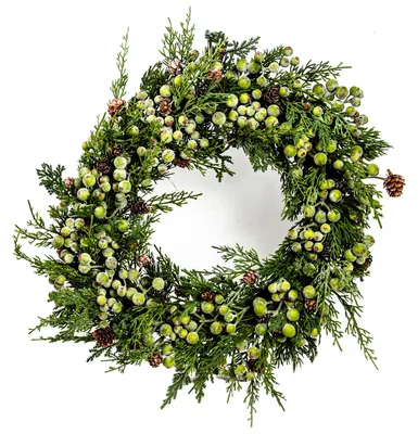 Produktbild von Beerenkranz grün Kunstpflanzen Weihnachtskranz Ø 40cm