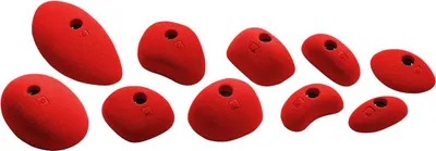 Set von zehn roten Sloper-Klettergriffen von Ocun; geeignet für Kletterwände.