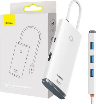 Produktbild von Baseus WKQX040002 Dockingstation, 6-in-1, PD 100W, Weiß
