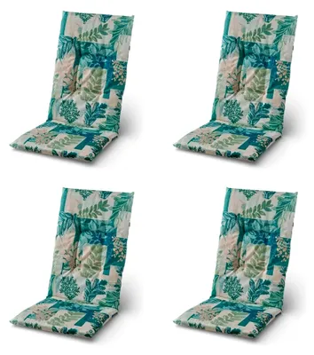 Produktbild von Gartenstuhlauflagen - 48 x 118 cm - Beige, Blau, Grün - Hochlehner - 4er Set