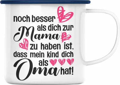 Produktbild von Trendation - Mutter Geschenk Emaille Tasse Muttertag Mama Oma Emaille Emaille Tasse Süßer Spruch Geschenkidee (Blau)