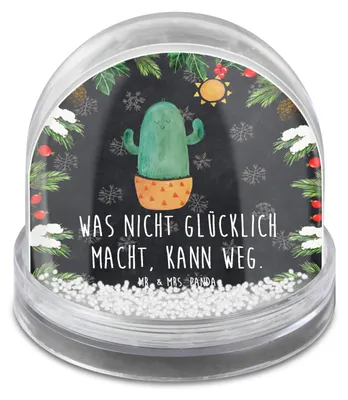 Produktbild von Mr. & Mrs. Panda Weihnachts Schneekugel Kaktus Sonne - Kreidetafel - Geschenk, Dekokugel, dekoartikel, Geschenkidee, schnee kugel, Kakteen, Trennung, Weihnachten, Glück