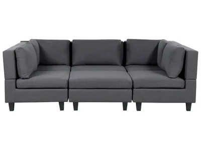 Zdjęcie produktu dla BELIANI Sofa modułowa ciemnoszara tapicerowana poliestrowa 5 osobowa z otomaną w kształcie U moduły z poduszkami oparciowymi nowoczesna kanapa