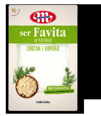 Zdjęcie produktu dla Mlekovita Favita Ser kanapkowy z chrzanem i koperkiem 150g