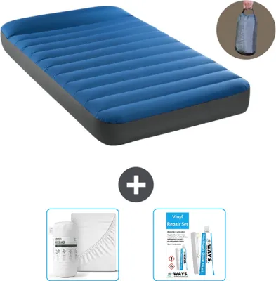 Produktbild von Intex Luftbett - 1 Person - 99 x 191 x 22 cm - Blau - Inklusive Pumpe - Spannbettuch en Reperaturset