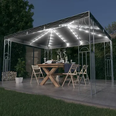 Produktbild von The Living Store Pavillon mit LED-Lichterkette 400x300 cm Anthrazit