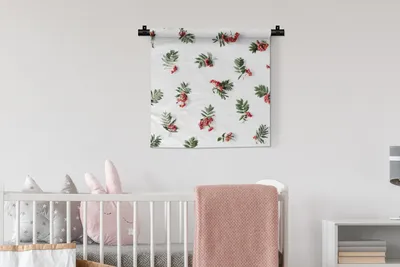 Produktbild von MuchoWow® Wandteppich Wandbehang Winter - Weiß - Mistelzweig 60x60 cm Tapisserie Dekoration Wandtuch - Dekorationen - Wand Decke