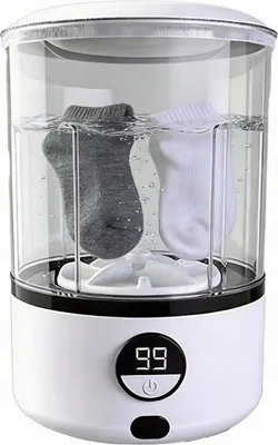 Produktbild von Mini-Waschmaschine Elektrisch & Kabellos,2L Tragbare Waschmaschine für Unterwäsche & Socken,Vollautomatische Kleine Sockenwaschmaschine mit USB-C Aufladung