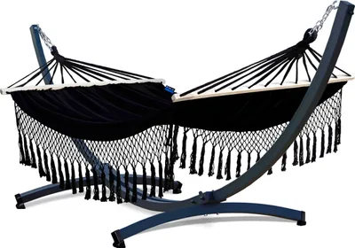 Produktbild von Potenza Outdoor Hängematte mit Verzinkter Tytan Gestell für 2 Personen I Stabhängematte XXL 220x160, 200kg I Hängemattengestell 350 kg Wetterfest