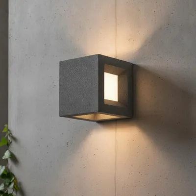 Productafbeelding van Vierkante wandlamp Castro zwart, AI-gegenereerde afbeelding