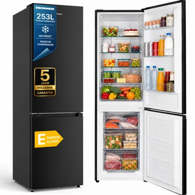 Productafbeelding van Heinner HCNF-HM253INVBKE++ Koel- en vriescombinatie, 253 liter, No-Frost, Inverter, omkeerbare deur, zwart