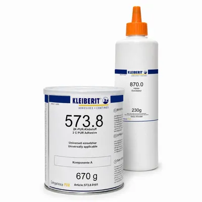 Produktbild von KLEIBERIT 573.8 + 870.0 2K PUR Klebstoff Set Plastic Mastic A/B – Hochfester Reaktionskleber für Metall, Beton, Holz & Kunststoff, spachtelbar