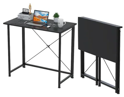 Immagine prodotto di Scrivania pieghevole, tavolo per computer, 80x45x75 cm, legno e metallo, colore nero