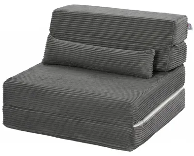 Produktbild von HOMCOM Schlafsofa Faltbarer Schlafsessel mit Kissen Cord-Optik Dunkelgrau