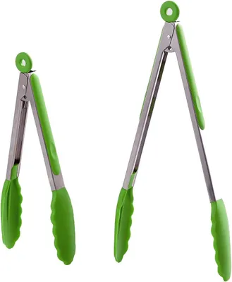 Produktbild von Küchenzangen Set von 5, Edelstahl, 22,8 cm & 12 Zoll, mit Silikonspitzen, BPA-frei, zum Kochen