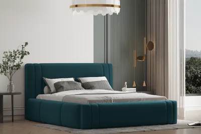 Produktbild von Polsterbett ROLF-OM 140 x 200 mit Bettkasten und Lattenrost Farbe: Grün