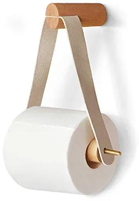 Immagine prodotto di Portarotolo in legno, senza fori, portarotolo in stile retrò per il bagno