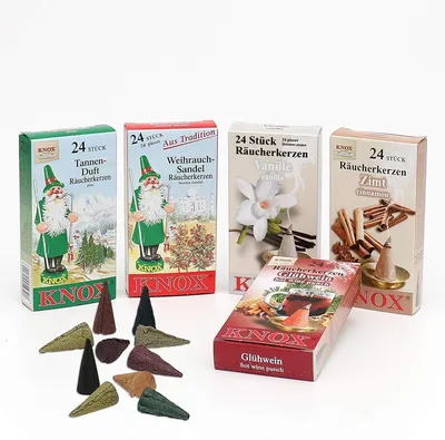 Produktbild von KNOX - 5er Set Räucherkerzen - Tanne, Sandel, Vanille, Zimt, Glühwein