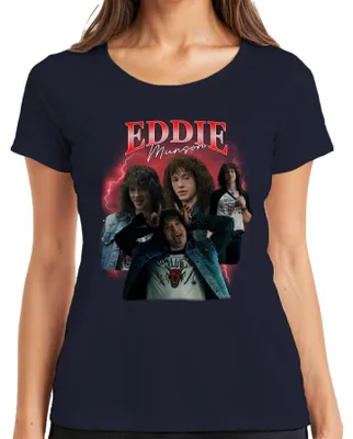 Produktbild von Eddie Munson Hellfire Club Stranger Metal Geschenk Vintage Serie Damen T-Shirt, Navy, M