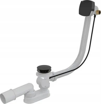 Produktbild von BADLAND Füllfunktion Siphon für Badewannen 60cm Schwarz | Ab- / Überlauf Automat Ablaufgarnitur