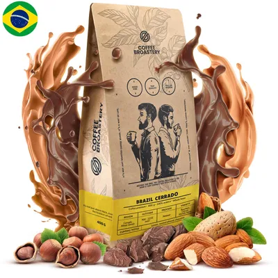 Produktbild von Coffee Broastery - Kaffeebohnen Brazil Cerrado Spezialitätenkaffee 400g - Frisch Geröstet - 100% Arabica - Schokolade, Mandeln - Ganze Bohnen