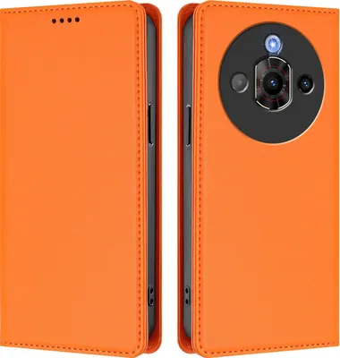 Produktbild von Handyhülle für ZTE Nubia Focus Pro 5G, Kunstleder Klapphülle Stoßfeste Magnetische Hülle mit Ständer Orange