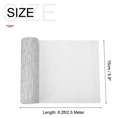 Produktbild von Krepppapier Silber, 2.5m x 15cm Floristen Krepp Papier Bunt fš¹r Handwerke, Party, Schulpapier, Kr?uselpapier, Verpackung, Blumen DIY
