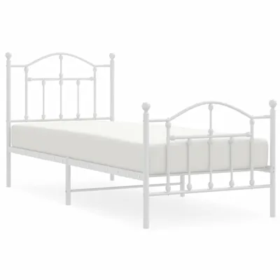 Zdjęcie produktu dla vidaXL Rama łóżka z wezgłowiem i podnóżkiem metalowa biała 80x200 cm