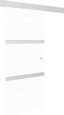 A sliding glass door with aluminum frames against a white background.